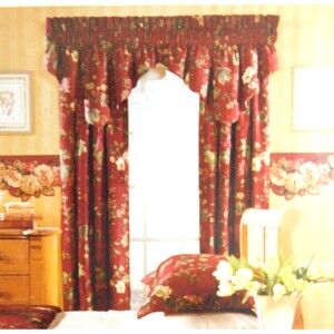 Waverly Ascot Valance Chianti Merlot 52 x 20 Cotton (single) Tassel Floral NEW